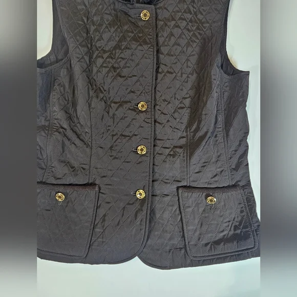 Talbots Quilted Winter Vest Medium Brown Lined - Picture 3 of 8